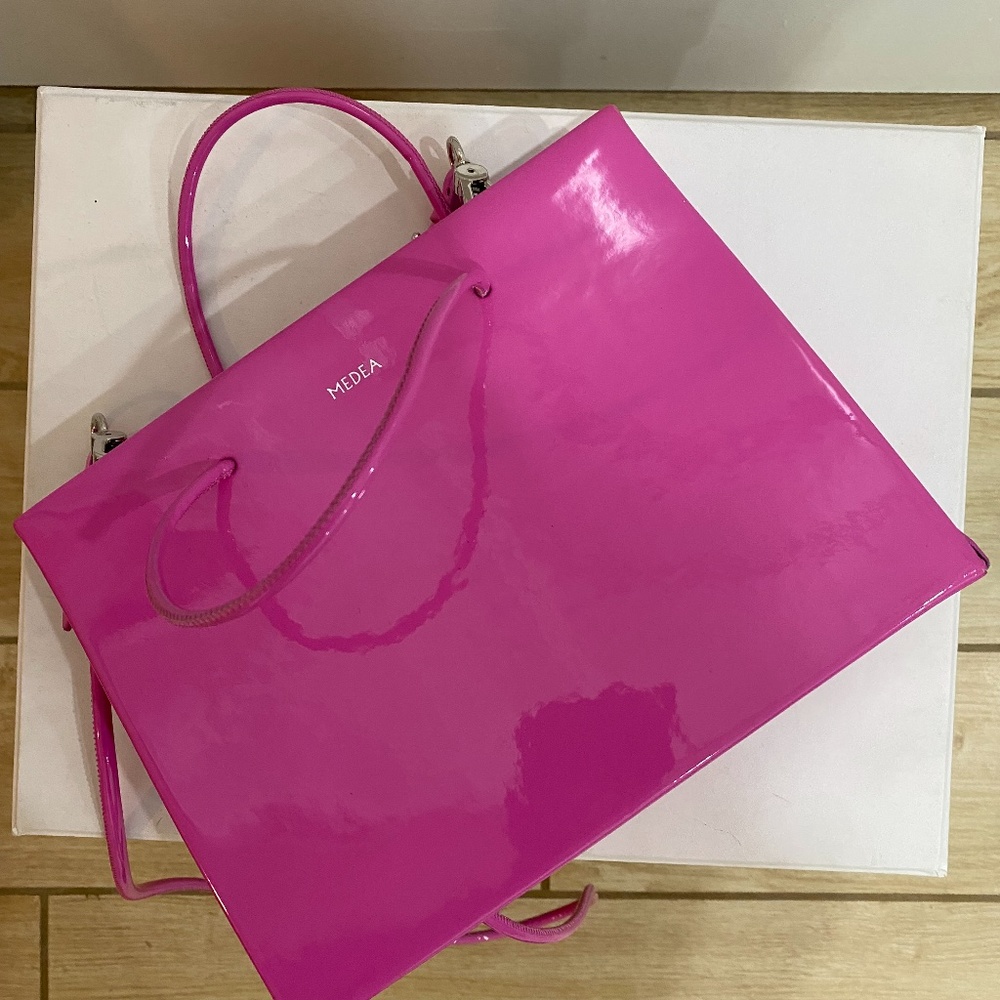 MEDEA HANNA VINYL TOP HANDLE BAG